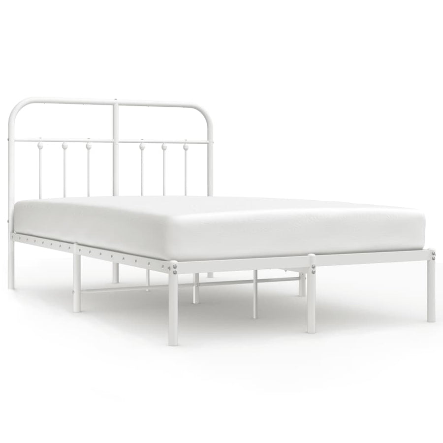 Bedframe Metaal 120 x 200 cm Wit met hoofdbord