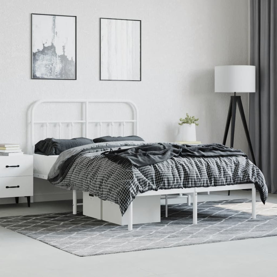Bedframe Metaal 120 x 200 cm Wit met hoofdbord