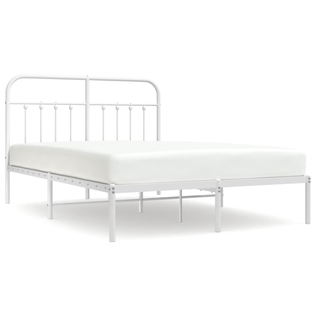 Bedframe Metaal 135 x 190 cm Wit met hoofdbord