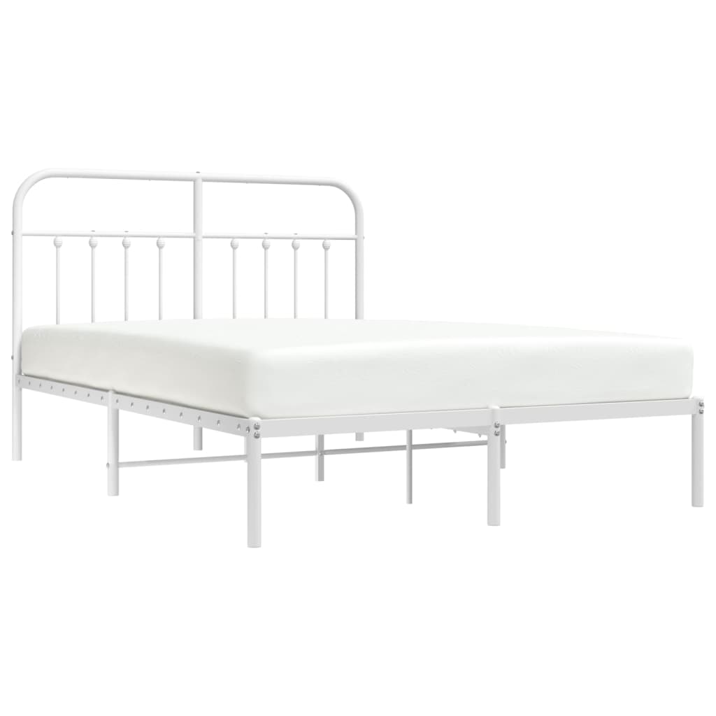 Bedframe Metaal 135 x 190 cm Wit met hoofdbord