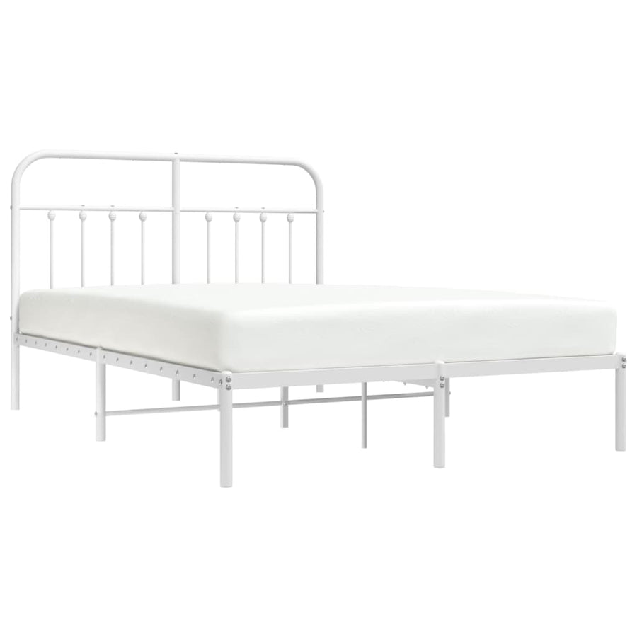 Bedframe Metaal 135 x 190 cm Wit met hoofdbord
