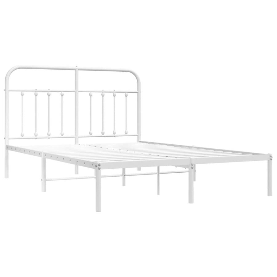 Bedframe Metaal 135 x 190 cm Wit met hoofdbord