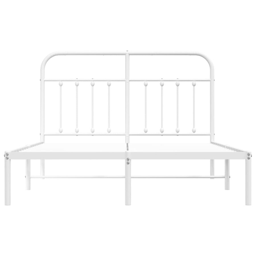 Bedframe Metaal 135 x 190 cm Wit met hoofdbord