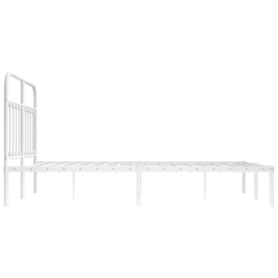 Bedframe Metaal 135 x 190 cm Wit met hoofdbord