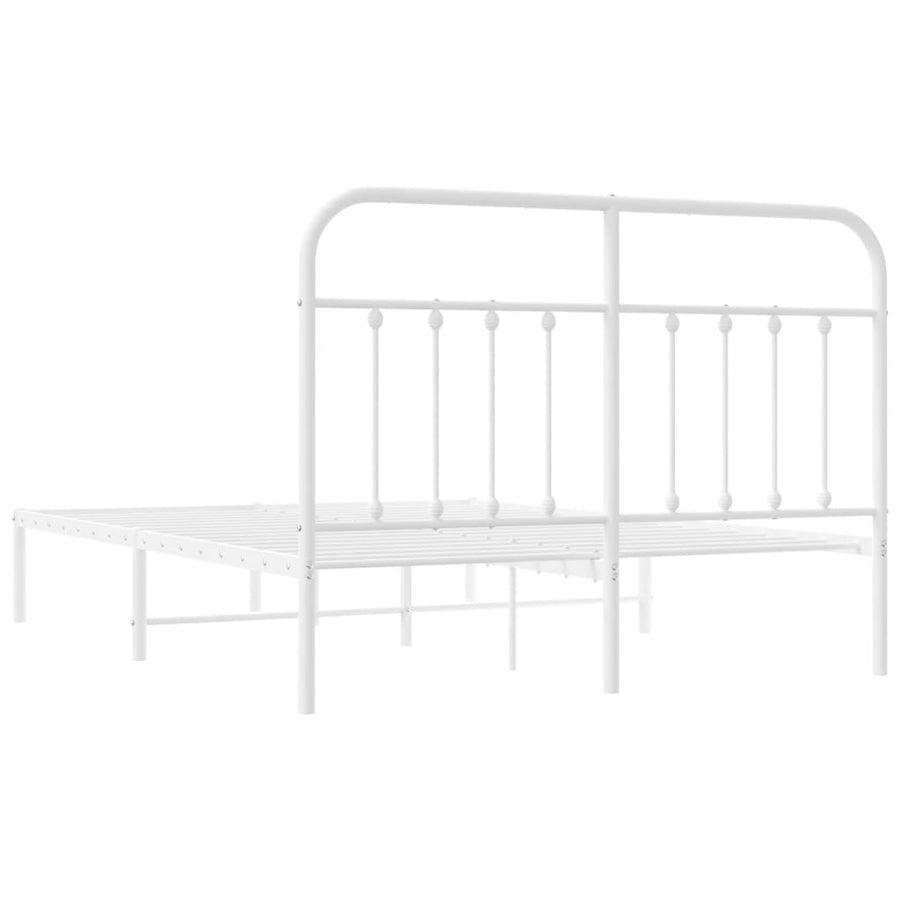 Bedframe Metaal 135 x 190 cm Wit met hoofdbord