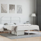 Bedframe metaal wit 135x190 cm met hoofdbord