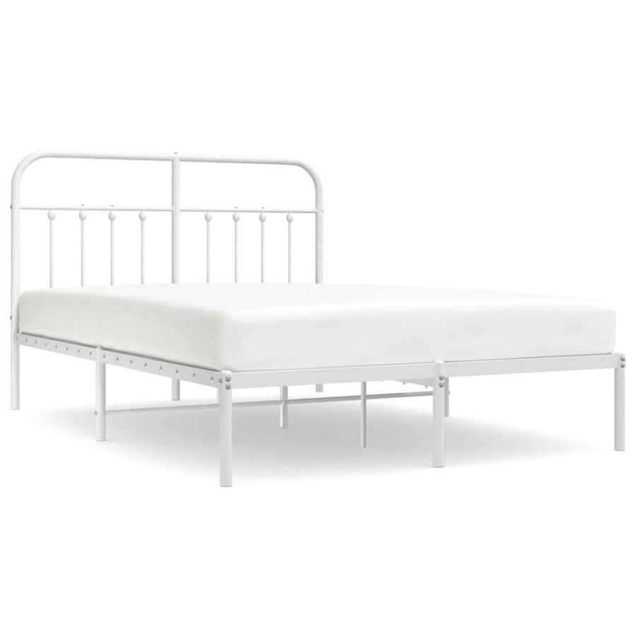 Bedframe Metaal 140 x 190 cm Wit met hoofdbord
