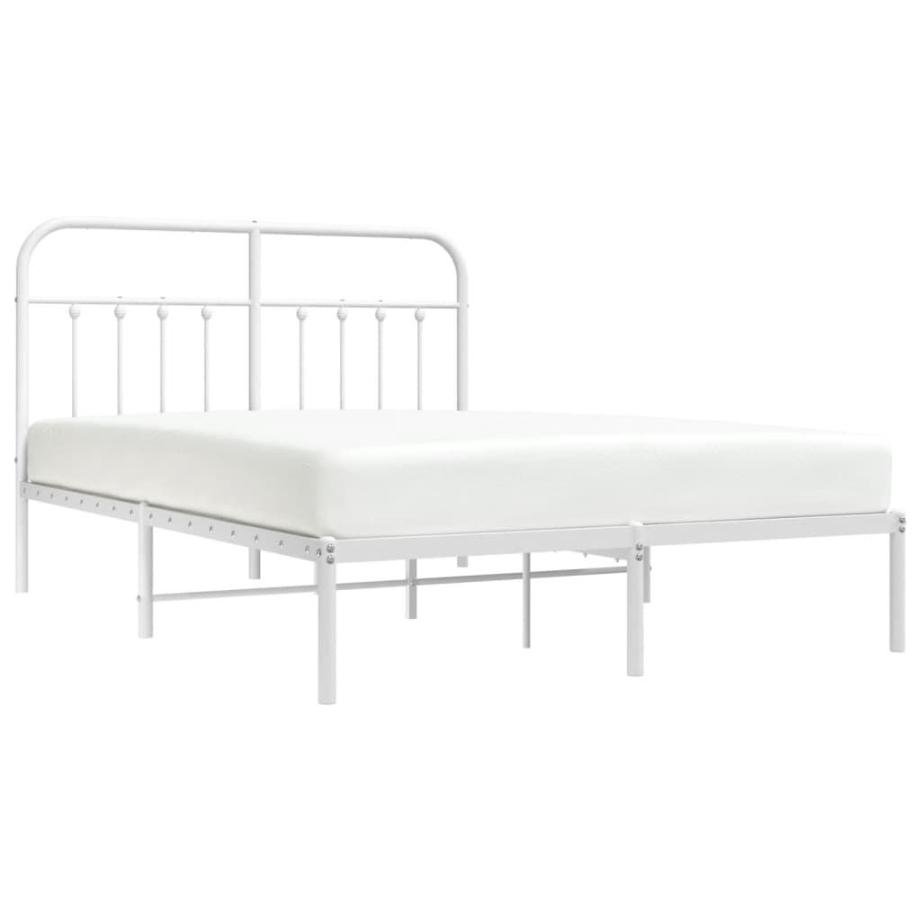 Bedframe Metaal 140 x 190 cm Wit met hoofdbord