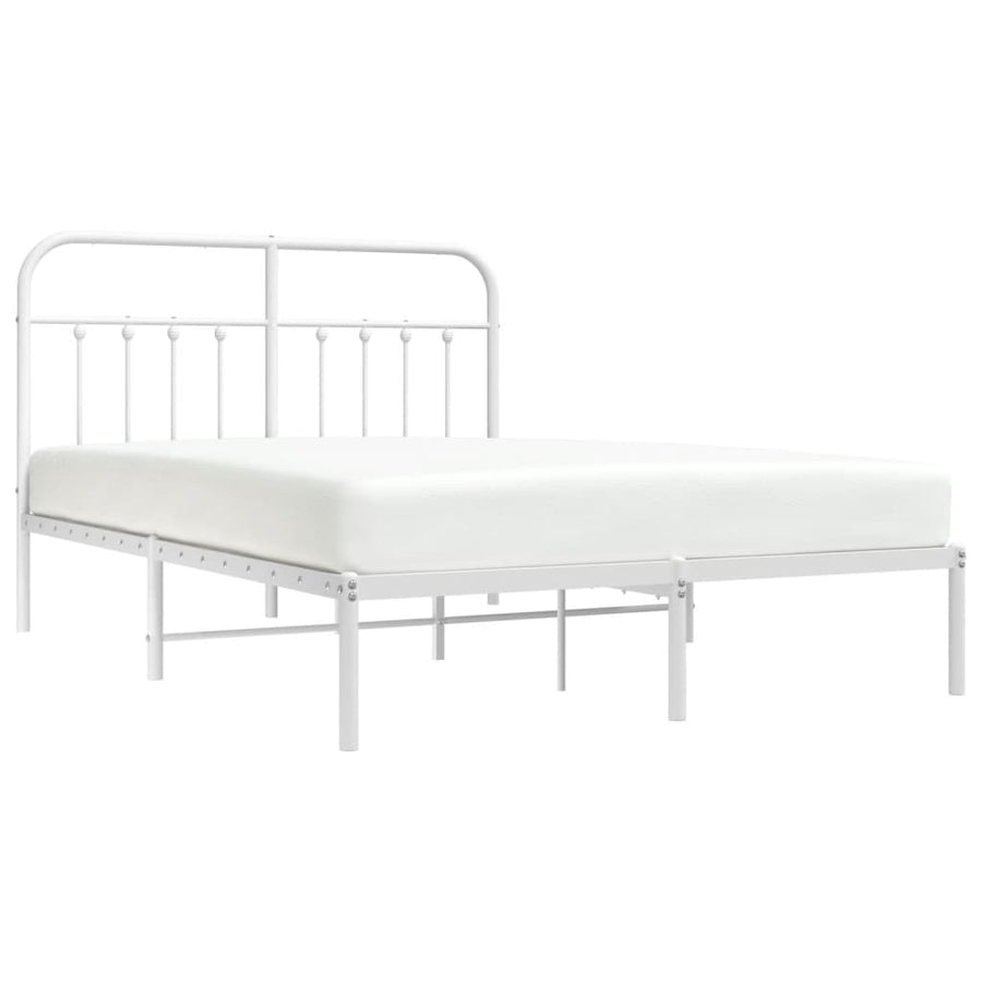 Bedframe Metaal 140 x 190 cm Wit met hoofdbord