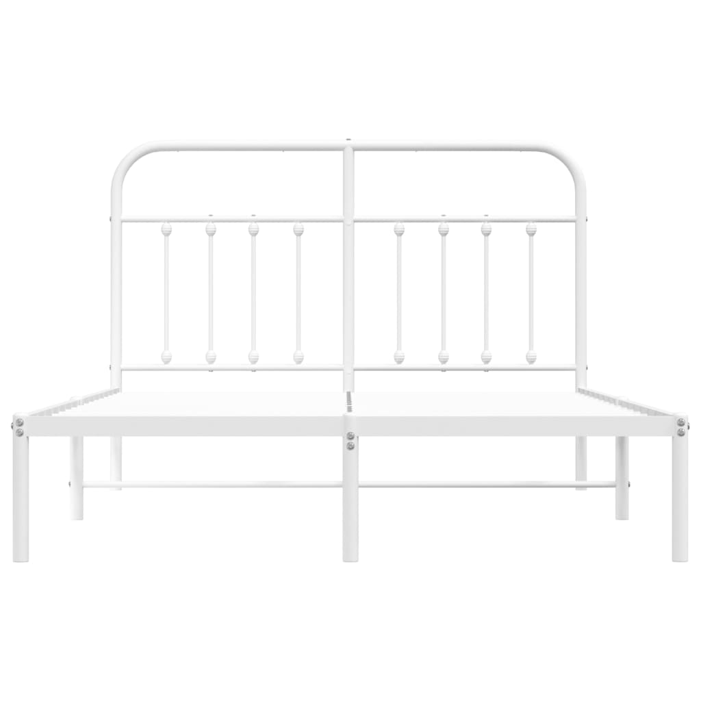 Bedframe Metaal 140 x 190 cm Wit met hoofdbord