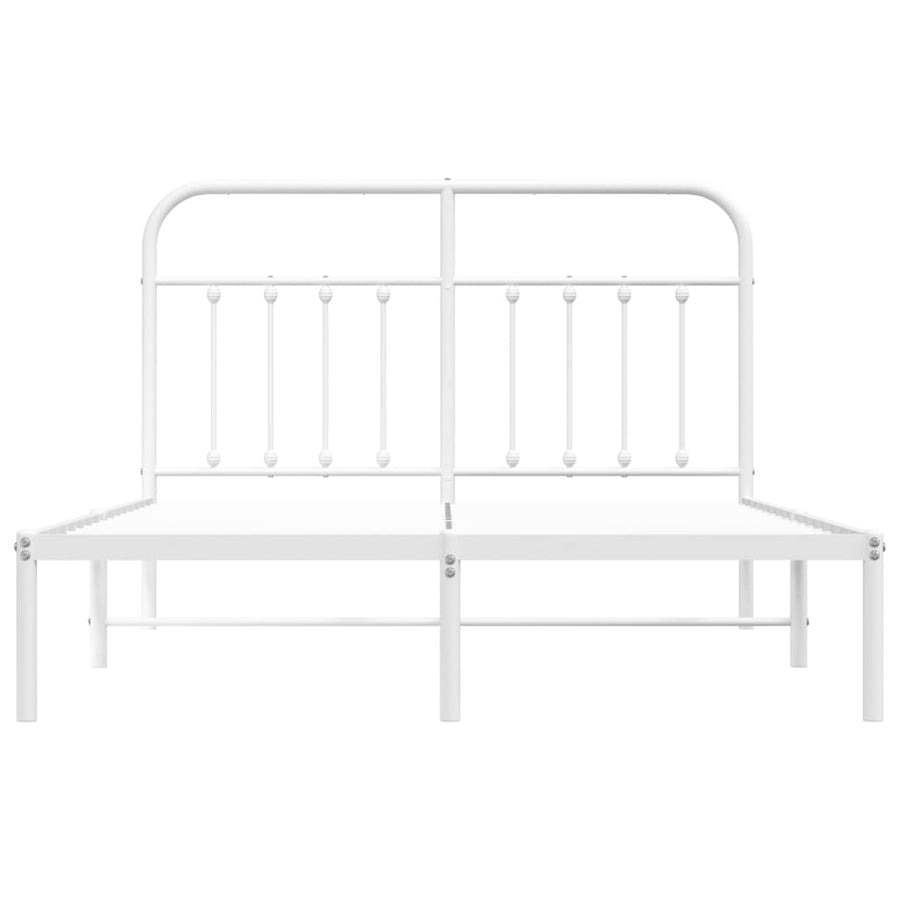 Bedframe Metaal 140 x 190 cm Wit met hoofdbord