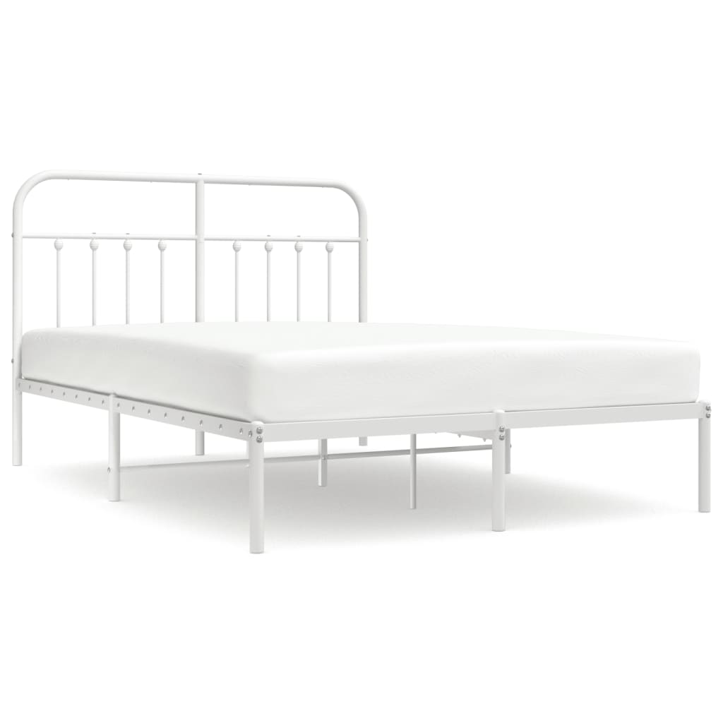 Bedframe Metaal 140 x 200 cm Wit met hoofdbord