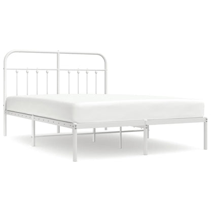 Bedframe Metaal 140 x 200 cm Wit met hoofdbord