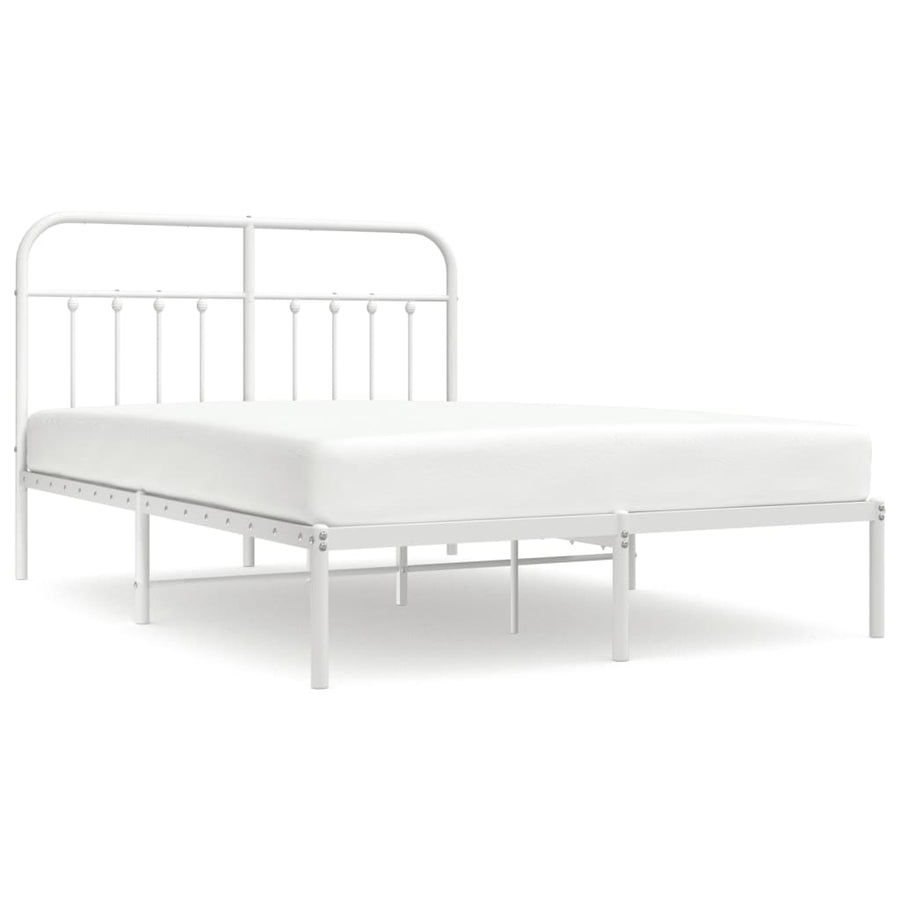 Bedframe Metaal 140 x 200 cm Wit met hoofdbord