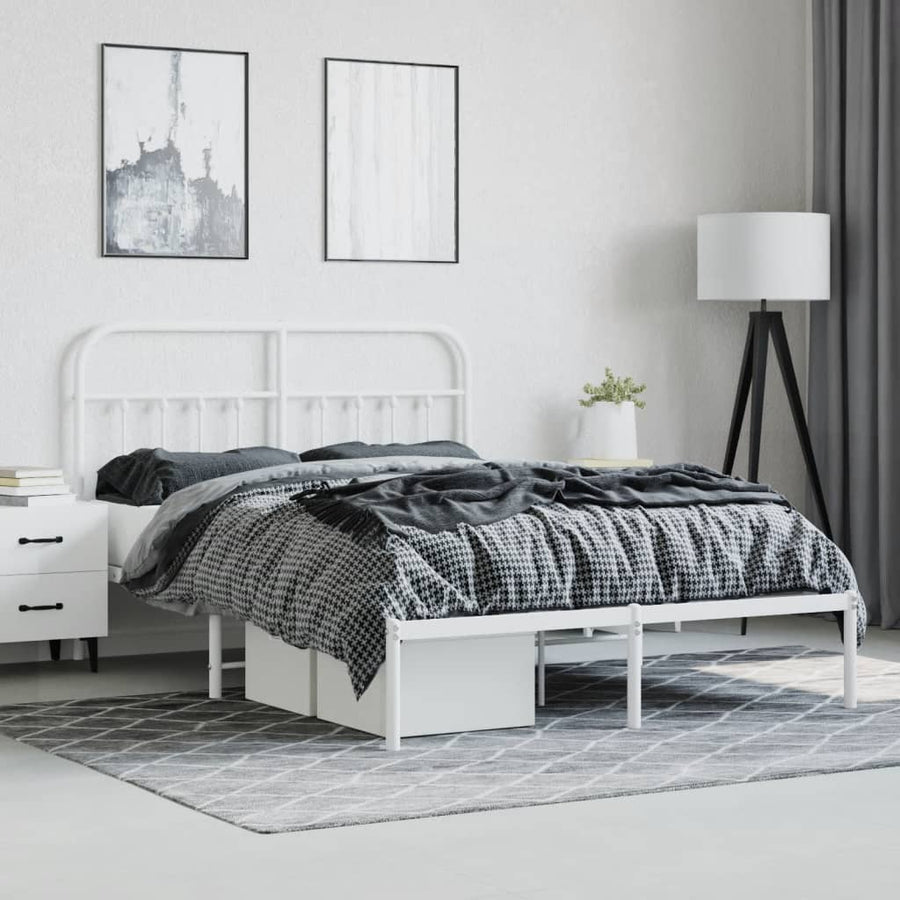 Bedframe Metaal 140 x 200 cm Wit met hoofdbord