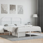 Metal bed frame with headboard white 140x200 cm