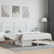 Bedframe metaal wit 140x200 cm met hoofdbord