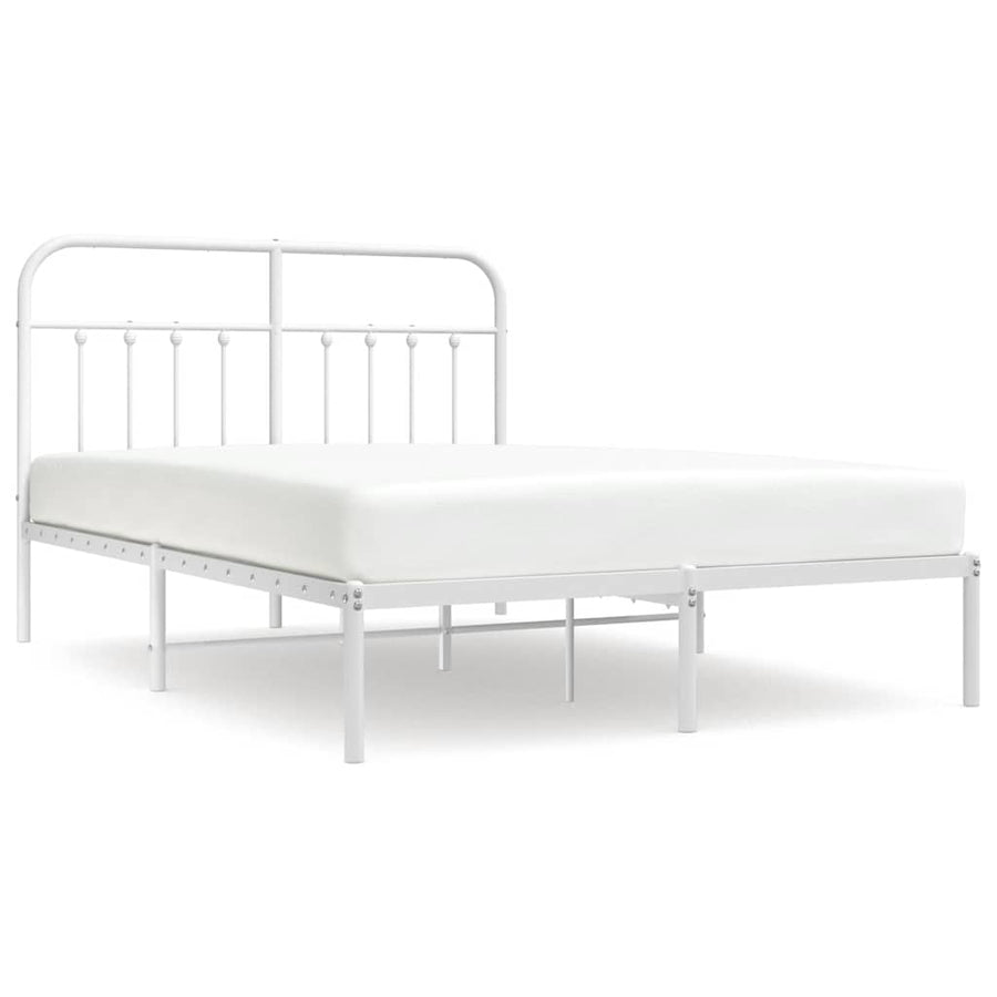 Bedframe met hoofdbord metaal wit 150x200 cm