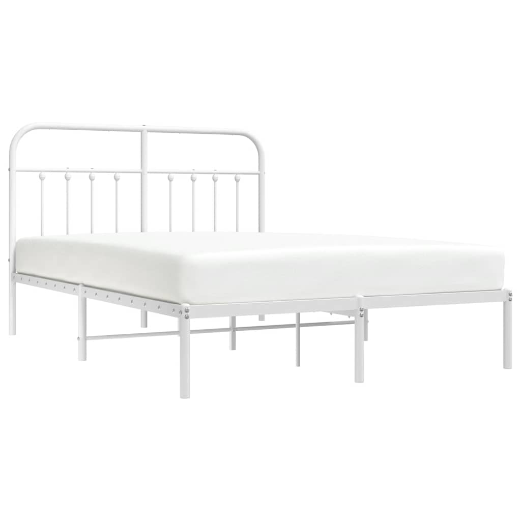 Bedframe met hoofdbord metaal wit 150x200 cm