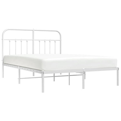 Bedframe met hoofdbord metaal wit 150x200 cm