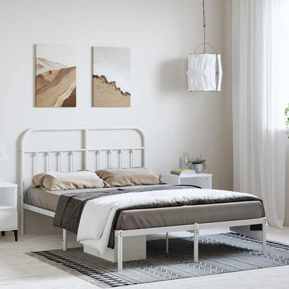 Bedframe met hoofdbord metaal wit 150x200 cm
