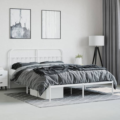 Bedframe Metaal 160 x 200 cm Wit met hoofdbord
