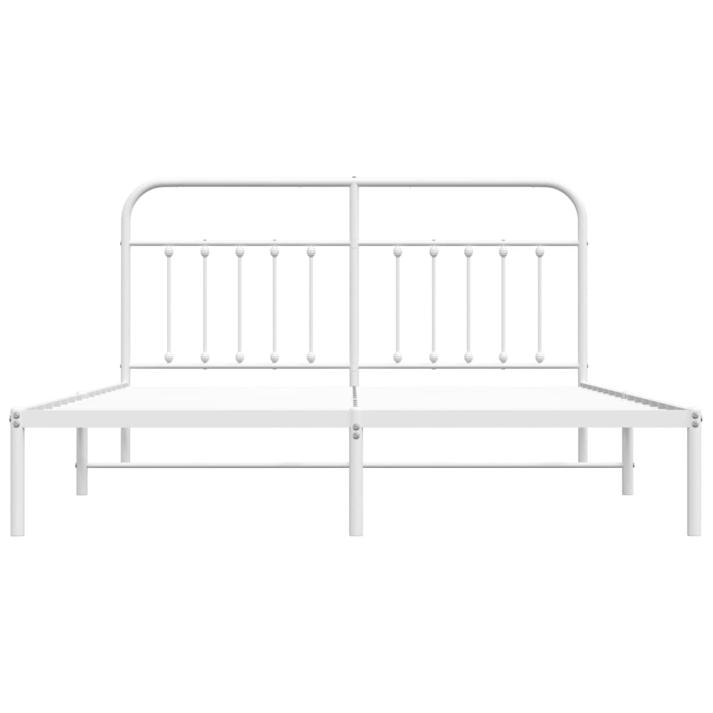 Bedframe Metaal 160 x 200 cm Wit met hoofdbord