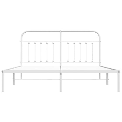 Bedframe Metaal 160 x 200 cm Wit met hoofdbord