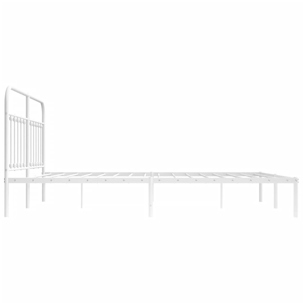 Bedframe Metaal 160 x 200 cm Wit met hoofdbord