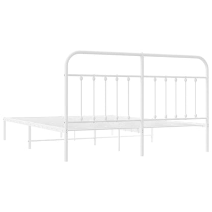 Bedframe Metaal 160 x 200 cm Wit met hoofdbord