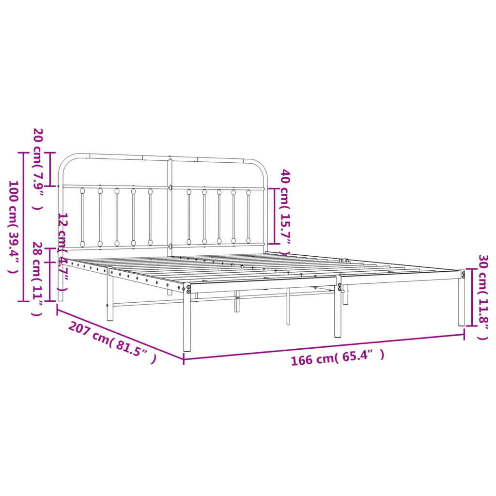 Bedframe Metaal 160 x 200 cm Wit met hoofdbord