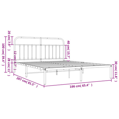 Bedframe Metaal 160 x 200 cm Wit met hoofdbord
