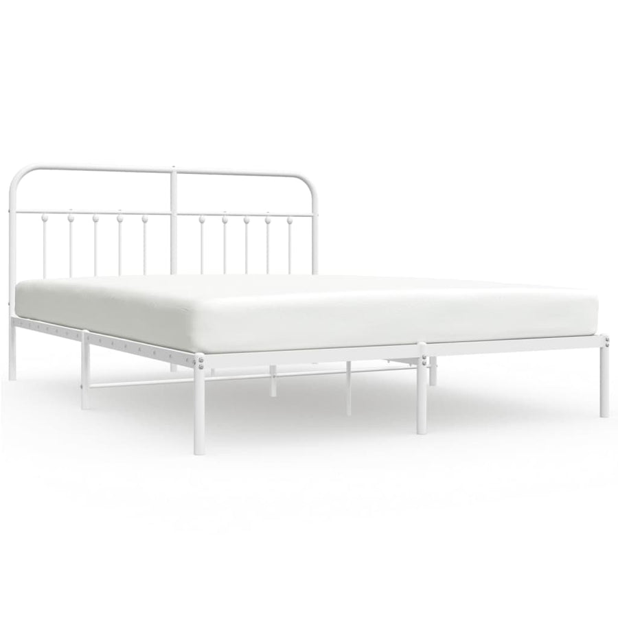 Bedframe Metaal 180 x 200 cm Wit met hoofdbord