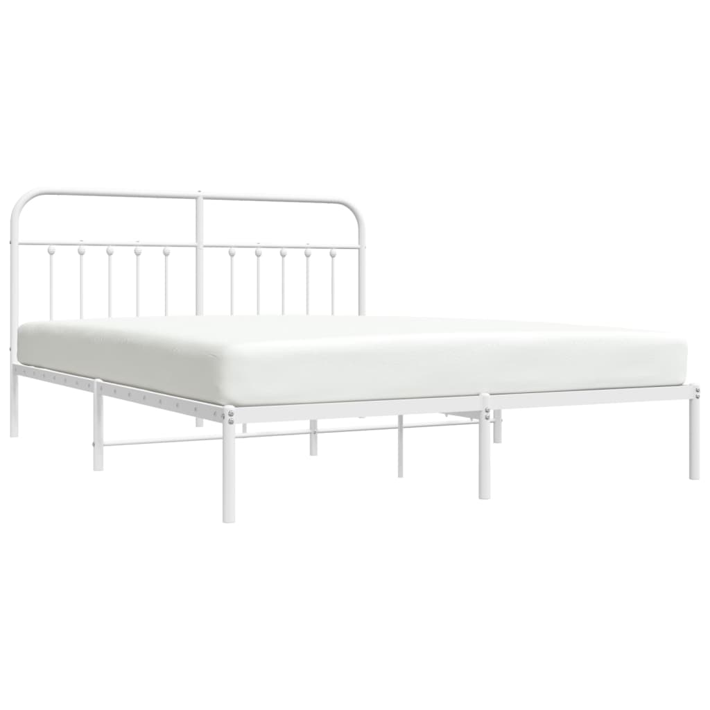 Bedframe Metaal 180 x 200 cm Wit met hoofdbord