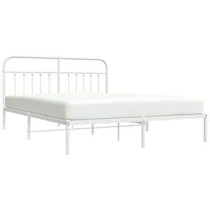 Bedframe Metaal 180 x 200 cm Wit met hoofdbord