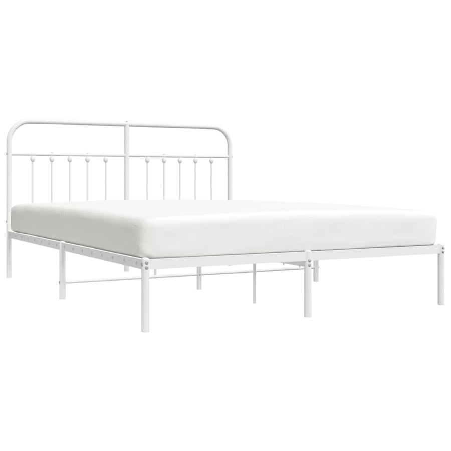 Bedframe Metaal 180 x 200 cm Wit met hoofdbord