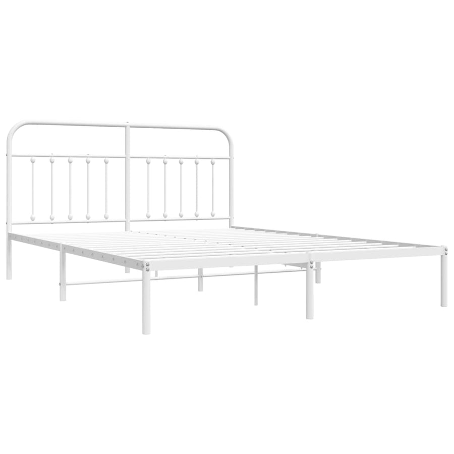 Bedframe Metaal 180 x 200 cm Wit met hoofdbord
