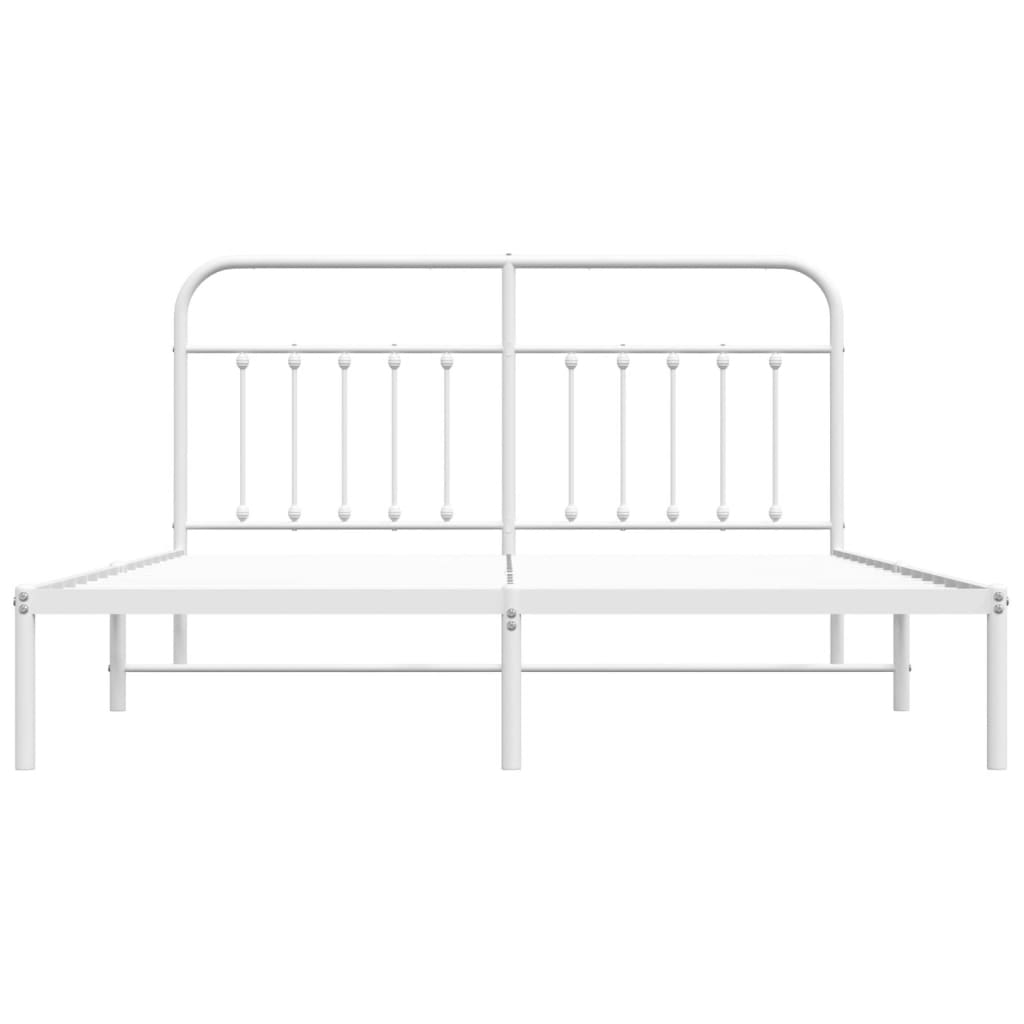 Bedframe Metaal 180 x 200 cm Wit met hoofdbord