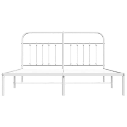 Bedframe Metaal 180 x 200 cm Wit met hoofdbord