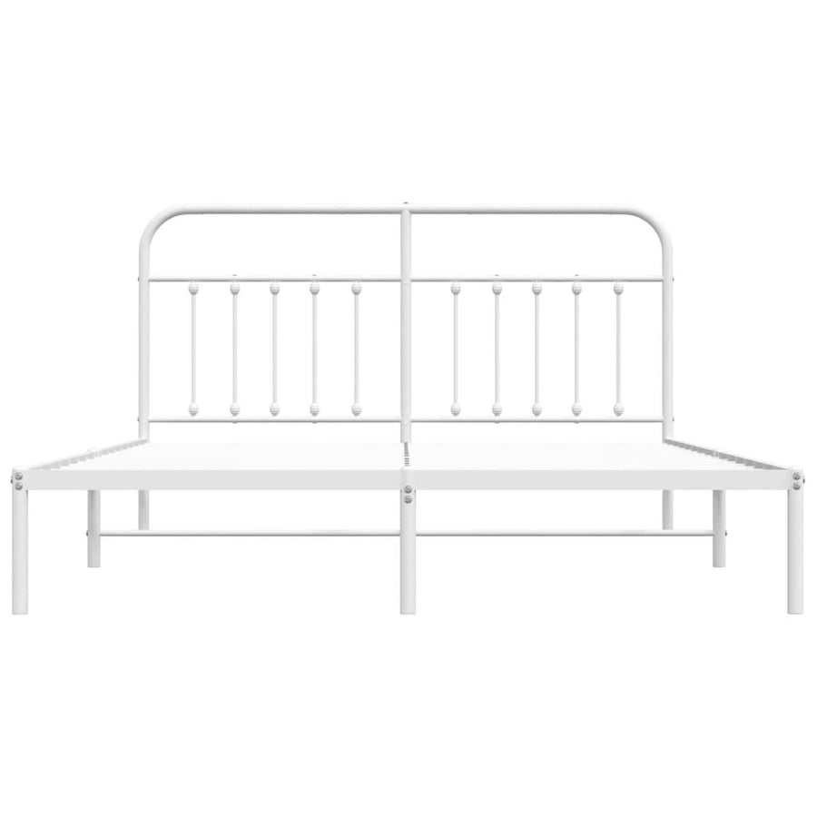 Bedframe Metaal 180 x 200 cm Wit met hoofdbord