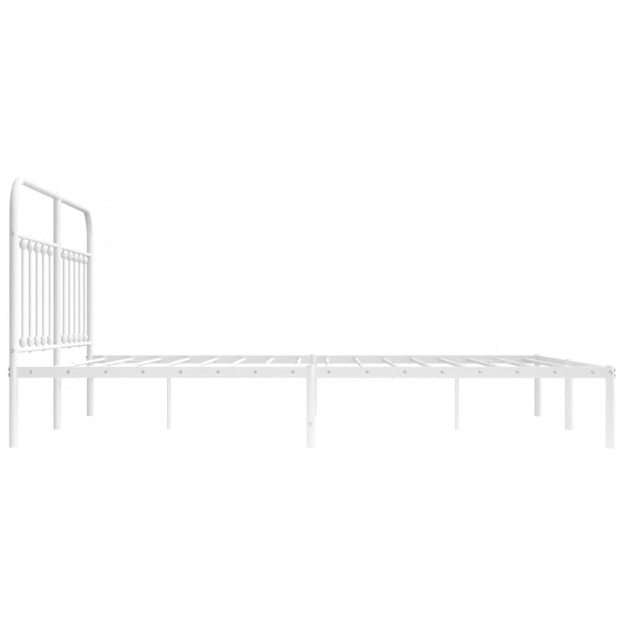 Bedframe Metaal 180 x 200 cm Wit met hoofdbord