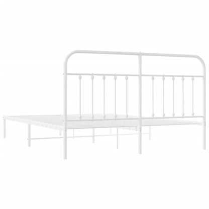 Bedframe Metaal 180 x 200 cm Wit met hoofdbord