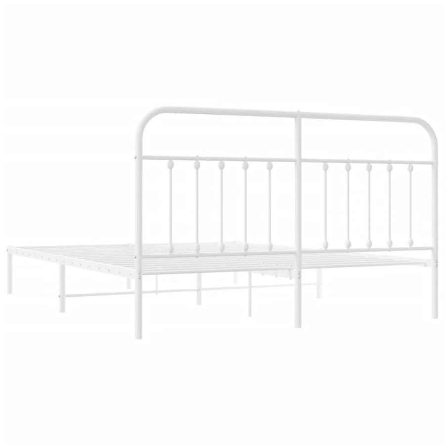 Bedframe Metaal 180 x 200 cm Wit met hoofdbord