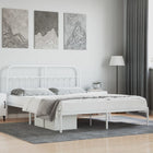 Bedframe metaal wit 180x200 cm met hoofdbord