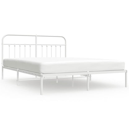 Bedframe Metaal 183 x 213 cm Wit met hoofdbord