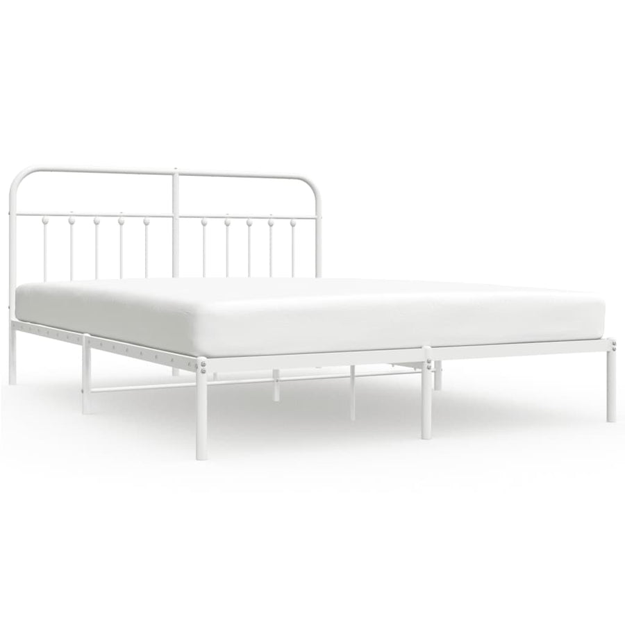 Bedframe Metaal 183 x 213 cm Wit met hoofdbord