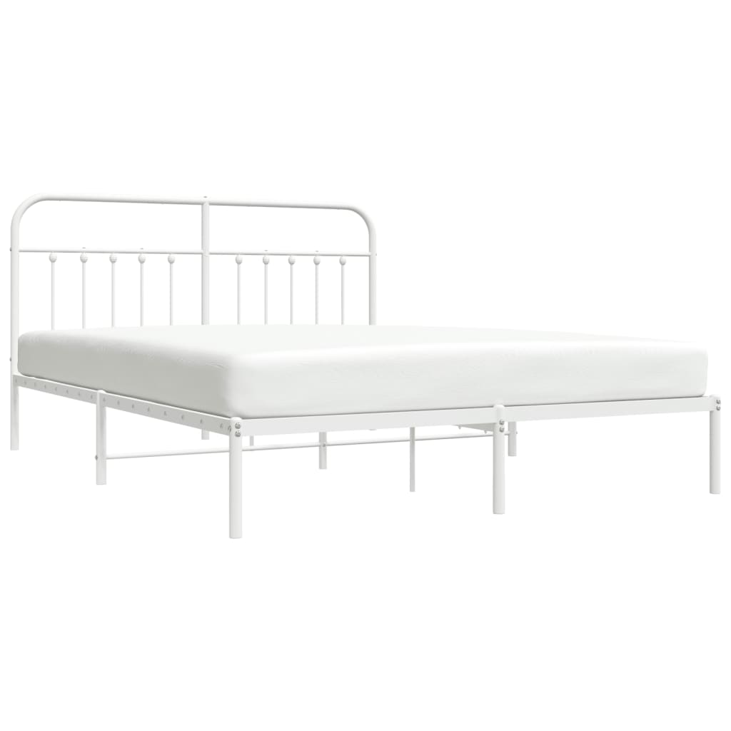 Bedframe Metaal 183 x 213 cm Wit met hoofdbord