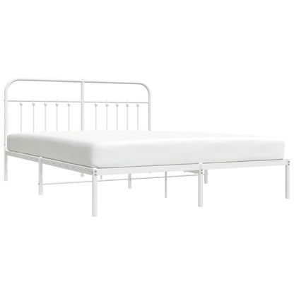 Bedframe Metaal 183 x 213 cm Wit met hoofdbord
