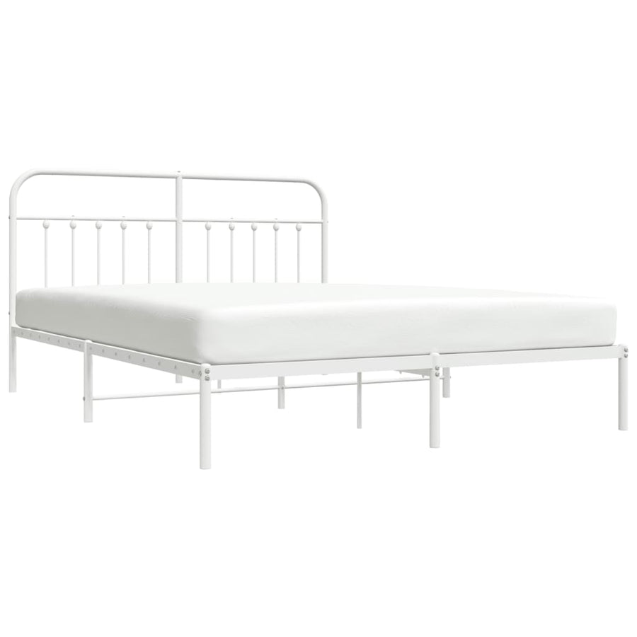 Bedframe Metaal 183 x 213 cm Wit met hoofdbord