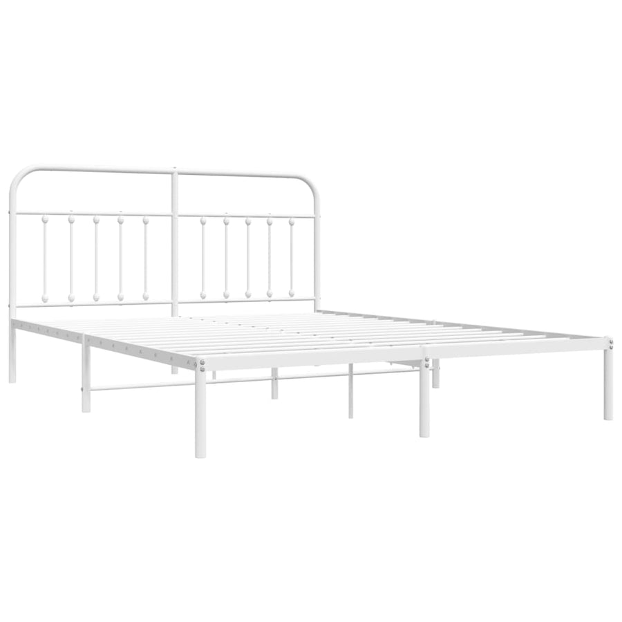 Bedframe Metaal 183 x 213 cm Wit met hoofdbord